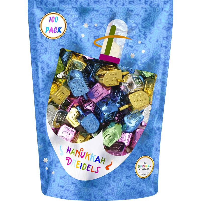 The Dreidel Company 100-Pack Metallic Multi-Colored Dreidels for Hanukkah with
