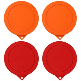 Sophico 4 Cup Round Silicone Storage Cover Lids Replacement for Anchor Hocking and Pyrex 7201-PC Glass Bowls (Container not Included) (Red-Orange) 4 Pack