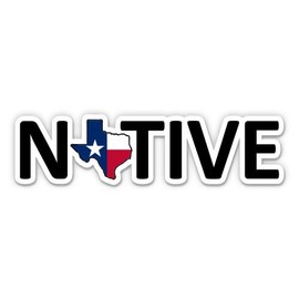 Squiddy Native Texan Texas Flag State Shape - Vinyl Sticker Decal for Phone, Laptop, Water Bottle (3" Wide)