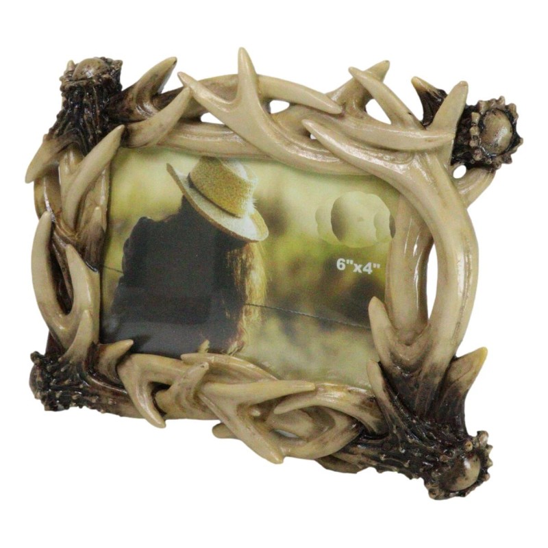 Ebros Gift Rustic Intertwined Stag Deer Antlers Picture Frame With