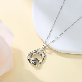 YEESIA Highland Cow Necklace for Women Sterling Silver Tree of Life Pendant Heart Animal Necklaces Cow Lover Jewelry Birthday Graduation Gifts