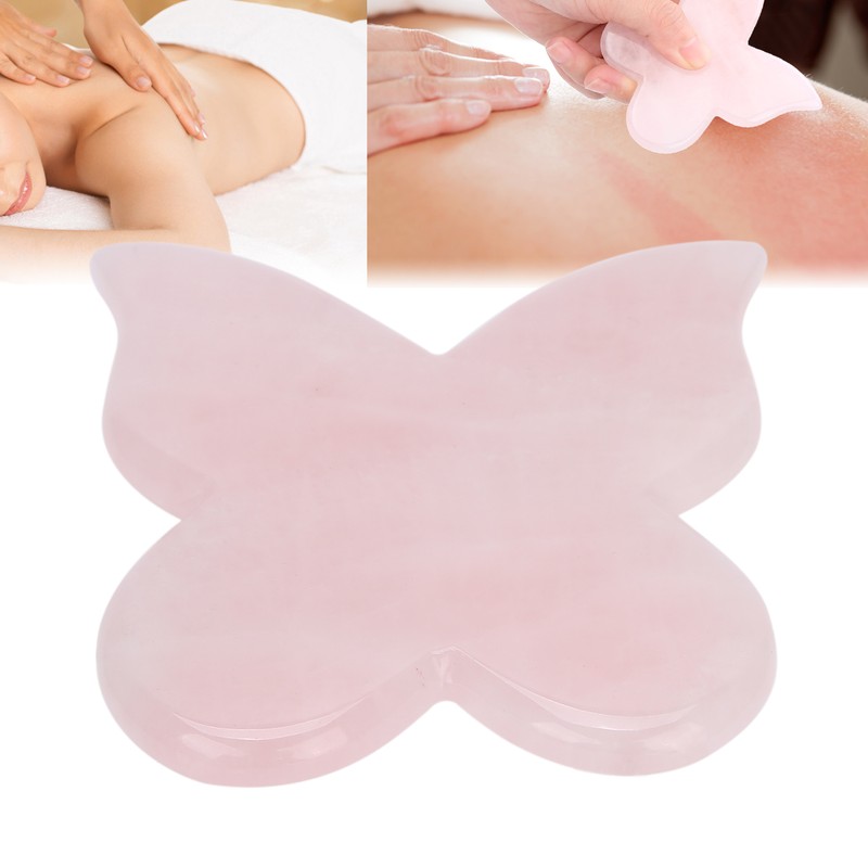 Pink Jadestone Scraping Board Butterfly Shape Massaging Gua Sha Board