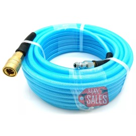 CAL 1/4" X 50' Air Hose 50 FT FLEXIBLE BRAID ROOFING CLEAR W/ AIR COUPLERS