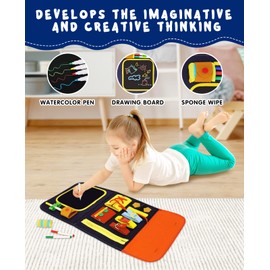 Stocking Stuffers,Broadream Busy Board Montessori Toys Sensory Board for Toddlers Kids 3 4 5 6 Year Old Boys Girls, Fine Motor Skills Toys Gifts with Drawing Board for Travel Car Airplane