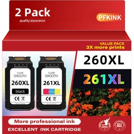 260XL 261XL Ink cartridges Replacement for Canon 260 261 Ink PG-260 XL CL-261 XL Ink catridges for Canon TS6420a TS6400 TS6420 TR7020a TR7000 TR7020 TS5320 TS5300 Printer (1Black 1 Tri-Color)