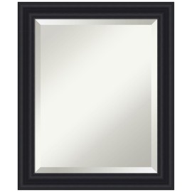Amanti Art Black Wall Mirror 24x20 Dalat Black Rectangle Bathroom Mirror for Wall Decor Living Room, Small Traditional Frame, Hangs Horizonally and Vertically, Bathroom Decor, Beveled Edge