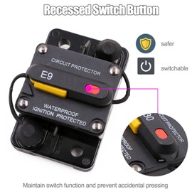 T Tocas 150 Amp Circuit Breaker with Recessed Switch Button for Car Stereo Audio 12V - 48V DC 150A