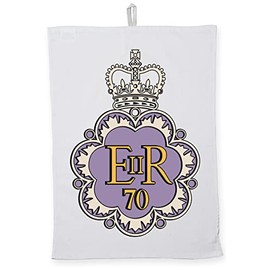 Hippowarehouse Queen Elizabeth II Platinum Jubilee Emblem Tea Towel Eco Printed Dish Cloth Kitchen accessory 50cmx70cm 100% Cotton