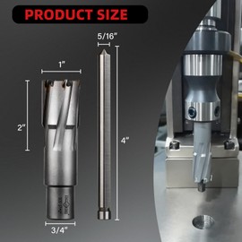 ANGELSWORD TCT Annular Cutter Diameter 1", Cutting Depth 2" Tungsten Carbide Tipped, Mag Drill Bits Kit for Magnetic Drill Press, with One 5/16"*4" Pilot Pin