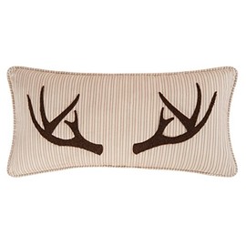 C&F Home Sleepy Forest Deer Antler Lumbar Tufted Pillow 12 x 24 Tan
