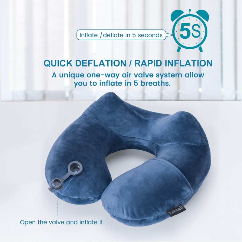Keemall Inflatable Neck Pillow Airplane, Comfortable Inflatable Travel Neck Pillows