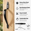 2 Pack Gate Handle Pulls, 10-3/8" Heavy Duty Steel Black