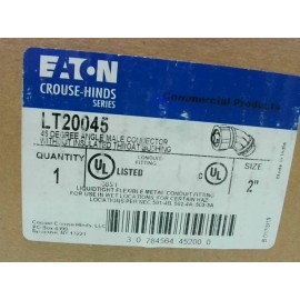 EATON Crouse Hinds LT20045 2" 45 Degree Liquidtight Fitting to Male Connector - New...