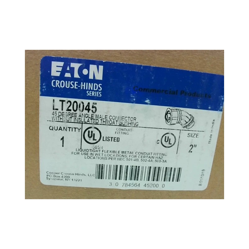 EATON Crouse Hinds LT20045 2" 45 Degree Liquidtight Fitting to