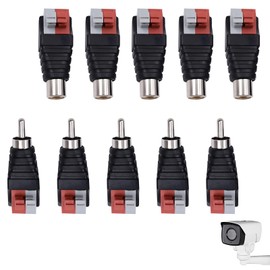 5 Pairs RCA Male&Female RCA to Speaker Wire Adapter Phono Jack RCA Male to AV Audio Video RCA Spring Press Type Balun to Speaker Wire Adapter, Video Audio Spring Press Type Balun for CCTV (RCA)