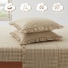 KKJIAF 4 Pieces Plaid Ruffle Queen Bed Sheets, Gingham Queen
