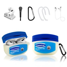 WQNIDE Blue Bottle for Airpods Pro Case Cover,6in1 Accessories Set Silicone Protective Cover,Cute 3D Fashion Fun Character Design,with Keychain Kids Women Men for Airpods Pro Case -2019 (Vaselin)