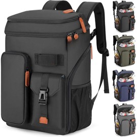 Insulated Cooler Backpack,33 Cans Multifunctional Double Deck Leakproof Cooler Bag with Sternum Strap,Large Capacity Lightweight Travel Camping Beach Backpack - Color: Black