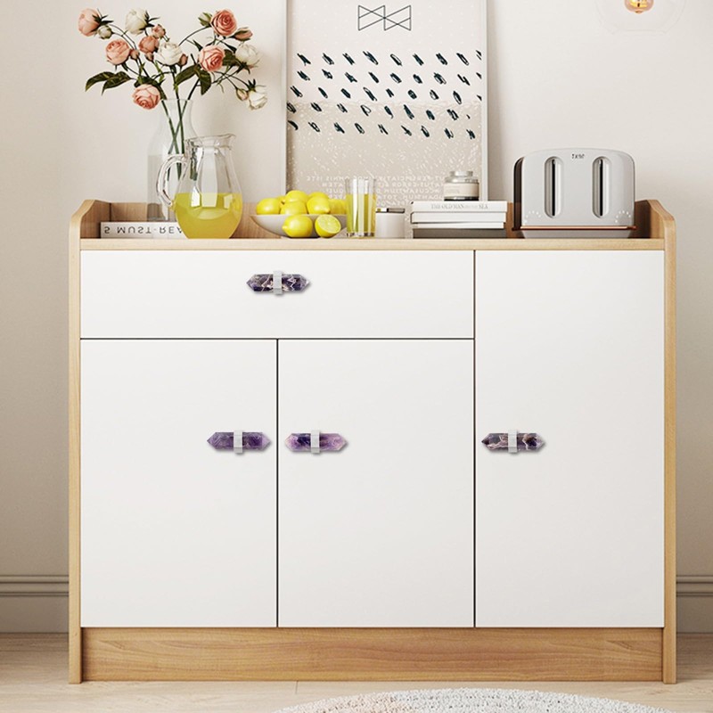 moonsix Pack of 4 Double Pointed Hexagonal Drawer Handles Silver