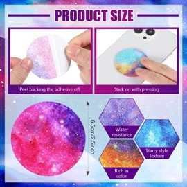 64 Pcs Calm Stickers for Anxiety Sensory Stickers Mandala Textured Strips Round Tactile Rough Calm Sensory Strips Marble Fidget Adhesives Relief Anxiety Items for Adults Teens Phone(Starry)