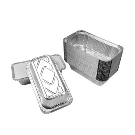 AMOS Aluminium Foil Food Containers with Lids 650ml Pack of 50 Reusable Takeaway Trays Eco-Friendly