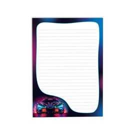 Writing Paper Set Letter Pad with Envelope for Boys Kids Racing Car Kids Motif Notepad Lined (A5 Pad with 25 Sheets + 15 Envelopes)
