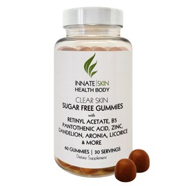 Clear Skin Acne Gummies - Complexion Supplement, Pantothenic Acid & Antioxidants, Vitamins 60 Count