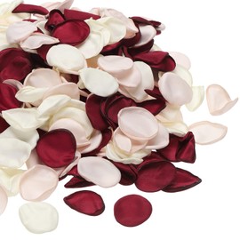 HARFINGTON 300pcs Artificial Rose Petals Fake Silk Flower Petals for for Wedding Party Proposal Anniversary Decoration, White/Apricot/Red