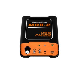 StudioMan MOB-2 Active USB Audio DI Box, 2-in-1 Direct Injection Box & USB Audio Interface with Volume Control, Mono/Stereo Switch for Guitar, Bass, Keyboard, Live Performance, Recording