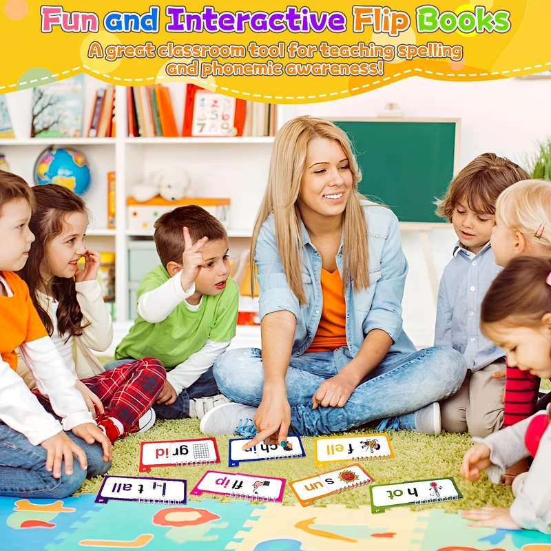 30 Read and Rhyme Flip Books, Phonics Flash Cards, Word