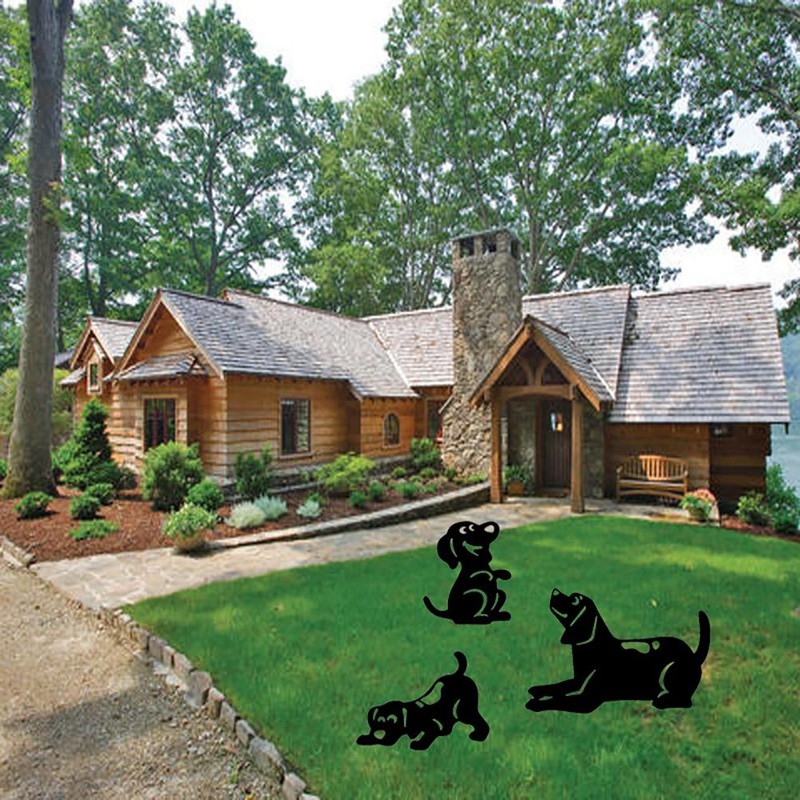 3PCS/Set Animal Silhouette Stake Dog Garden Decoration Dog Silhouette for