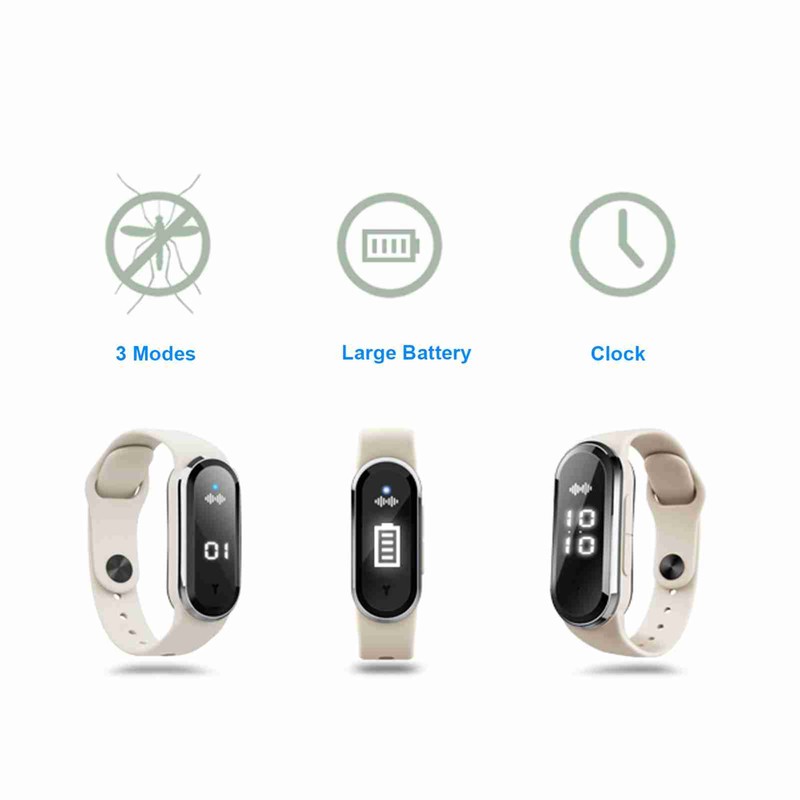 Ultrasonic Bracelet Watch USB Rechargeable 3 Modes Wristband Suitable for