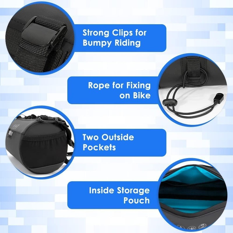Bike Handlebar Bag, 2L Waterproof Bicycle Front Bag Dry Roll
