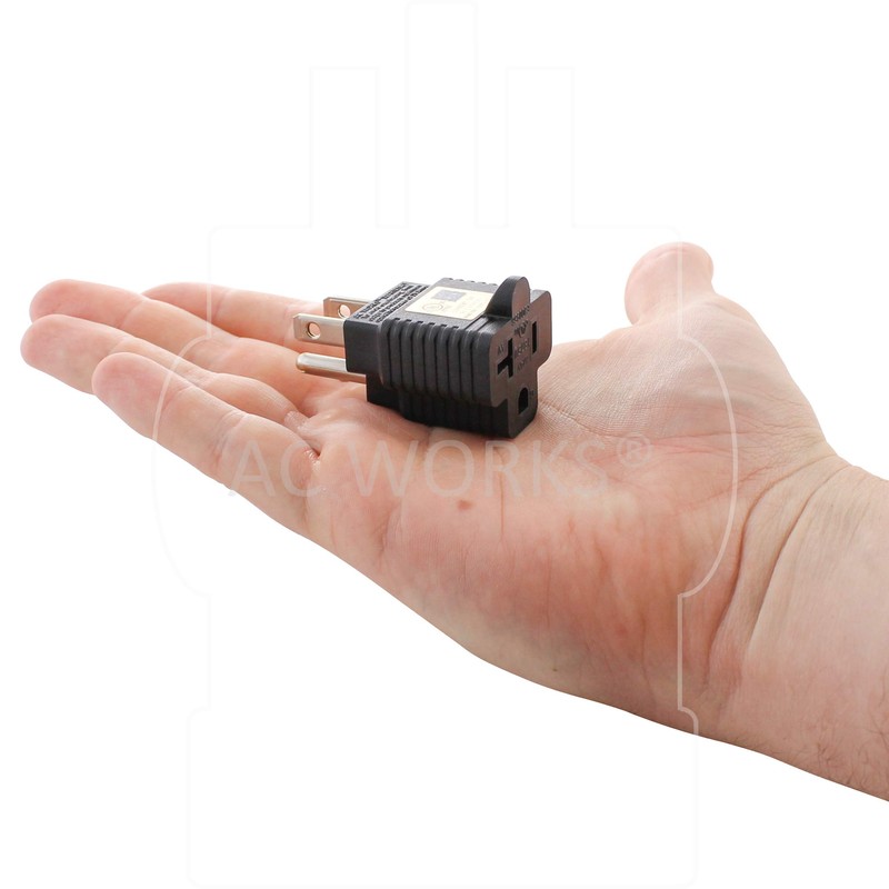 AC WORKS 15 to 20Amp 125Volt T-Blade Adapter (2PK-Compact)