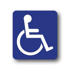 Accessibility Entrance Sign, ADA Compliant ISA, 6" x 6",Round Corners,Blue/White