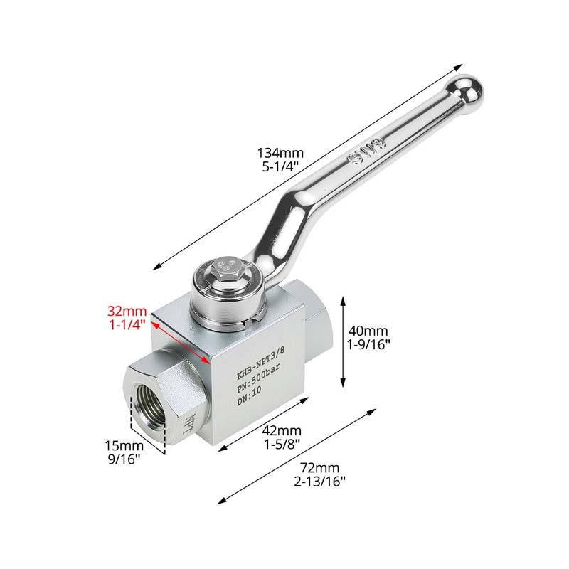 QWORK Hydraulic Ball Valve 3/8'' NPT, 7250 PSI Shut-Off 2
