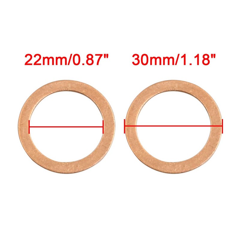 sourcing map Washers Flat Sealing Ring 22 mm Inner Copper