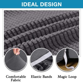 Flamingo P Stretch Recliner Chair Cover Recliner Cover for Electric/Manual Style | Furniture Cover for Reclining with Side Pocket, Soft Checked Jacquard Fabric Form Fitted Standard/Oversized - Grey