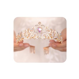 Wekicici Tiara de cristal, diadema de princesa, corona de diamantes de imitación con peines, diadema de novia, novia, novia, graduación, fiesta de cumpleaños, accesorios para el cabello para mujeres y niñas (estilo 7)