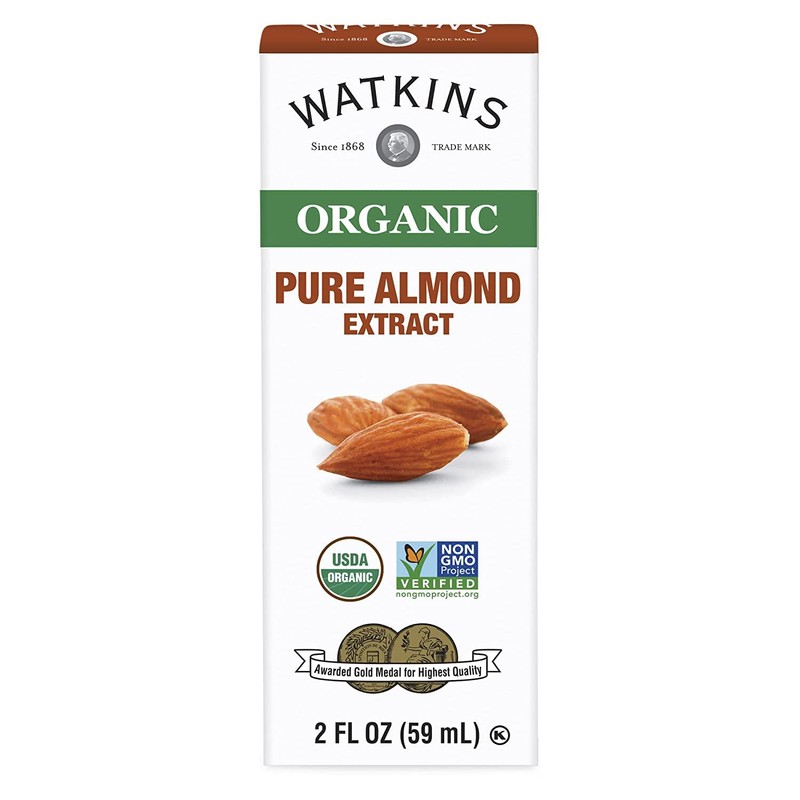 Watkins Organic Pure Almond Extract, Non-GMO, Kosher, 2 oz. Bottle,
