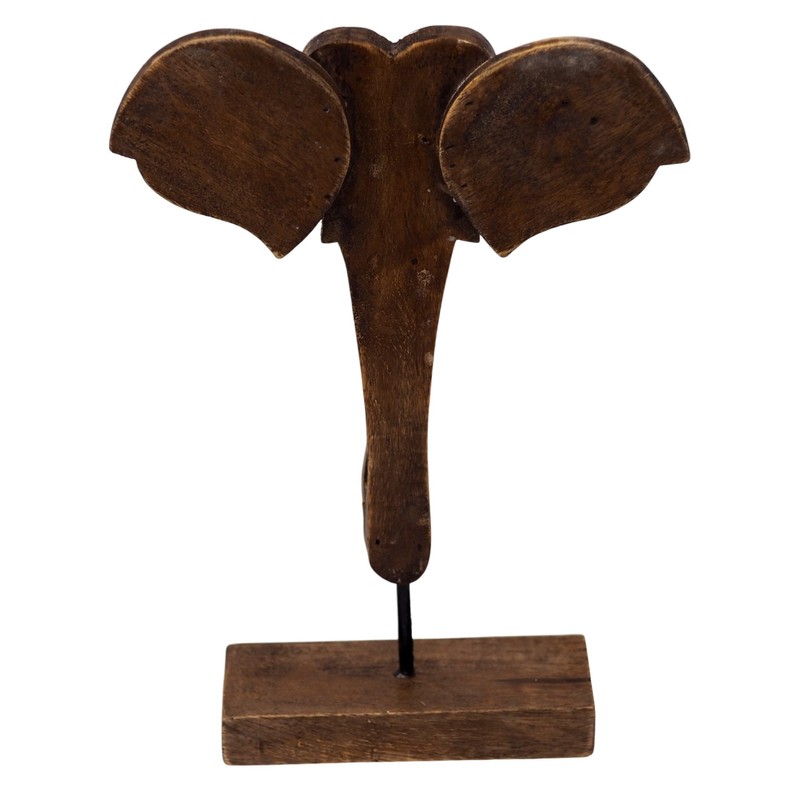 Koopman International Handcrafted Rustic Wooden Elephant Head Sculpture - Tribal