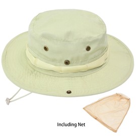 Sun Hats for Men Women Bucket Hat UPF 50+ Boonie Hat Foldable UV Protection Hiking Beach Fishing Summer Safari, With Net-1pack-beige, 6 3/4-6 7/8