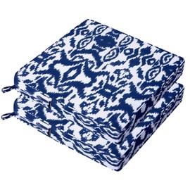 PRIMEPATIO Patio Chair Cushions 22x22, Outdoor Chair Cushions Set of 2, Waterproof Outdoor Seat Cushions with Fade Resistant Pattern, Patio Furniture Garden Sofa Couch Pads with Ties (Navy Blue)