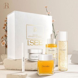 Decoder "I See" Skincare Gift Set,Ultimate Hydration, Moisturizing & Anti-Aging with 24K Gold Toner , Honey Cleansing mask, Squalane & More Serum,  Pro-Xylane Cream ,Lip Treatment Oil,Gentle Vegan Hypoallergenic ,Holiday Gift