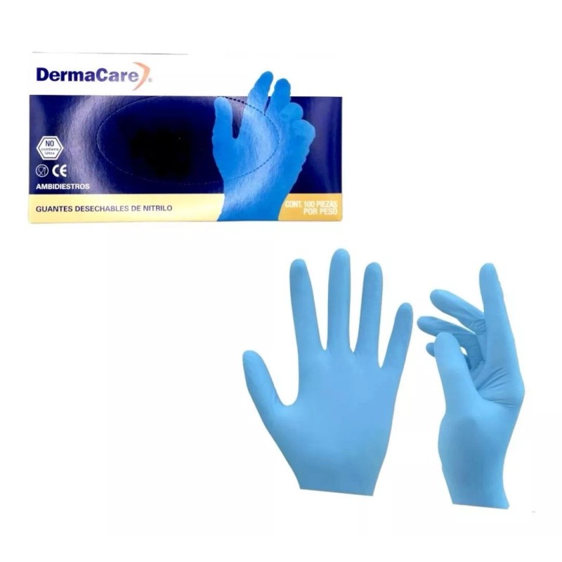 Derma Care Guante Nitrilo Desechable Color Azul Talla M Caja