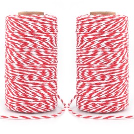jijAcraft Christmas Red and White String, 200M Cotton Bakers Twine, 2MM Durable Twine String Thread for Christmas Decoration, DIY Crafts, Gift Wrapping