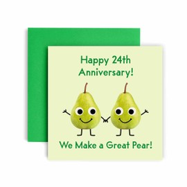 Huxters 24th Anniversary Card – We Make a Great Pear! – Funny Anniversary Cards for Him and Her –148 by 148mm Anniversary Cards for Husband and Wife – 24th Wedding Anniversary Card Envelope (24th)