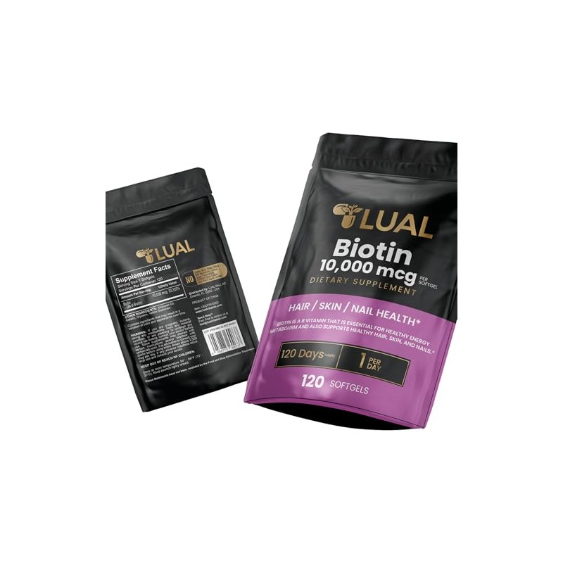LUAL Biotin 10,000 mcg Hair Skin and Nails Biotin Hair/Skin/Nail