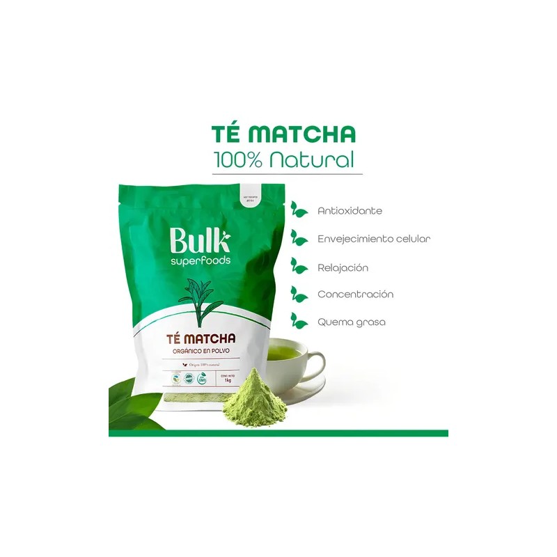 Té Matcha En Polvo Premium Aa 1kg Marca Bulk Superfoods