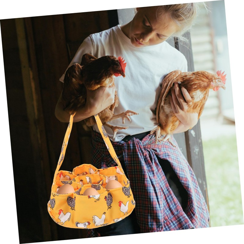 FELTECHELECTR Pouch Canvas Egg Collection Basket Farmhouse Countertop Egg Holder